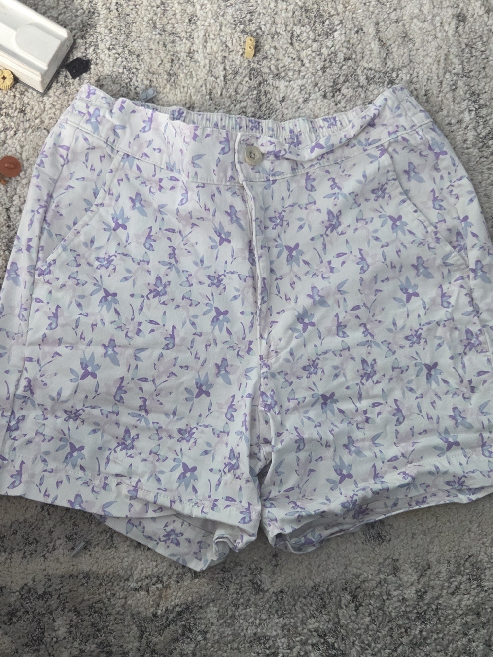 JACHS Girlfriend Lavender Floral High-Waist Shorts